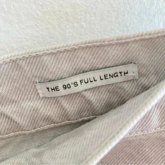 ZARA 90’s High Rise Full-Length Raw Hem Cream Jeans Sz 12 - Picture 5 of 9